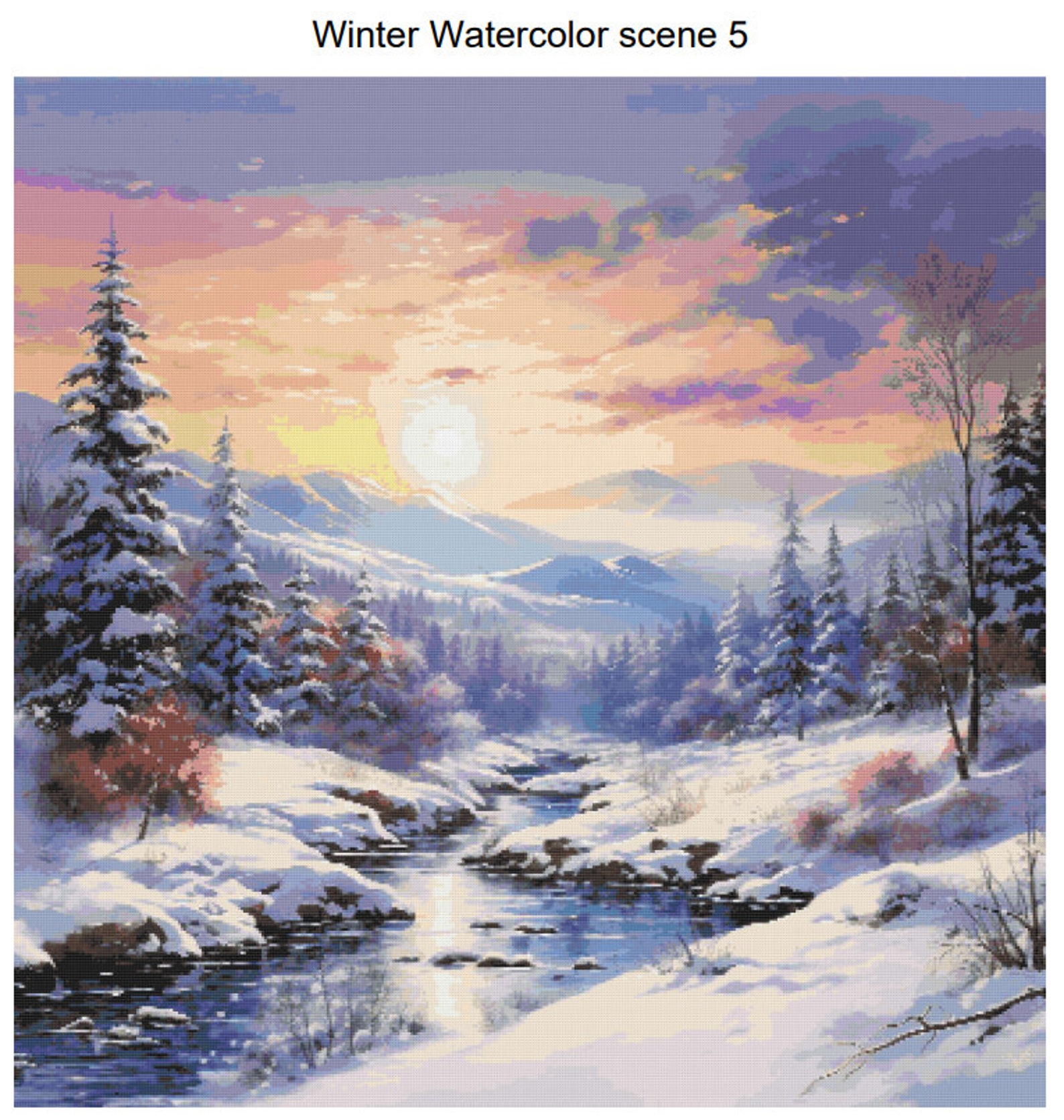 Watercolor Winter Landscape 5 Pattern Keeper Compatible PDF Instant ...