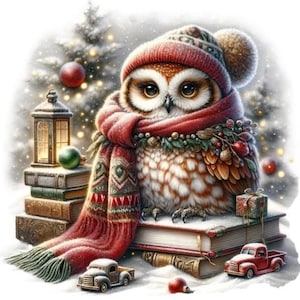 Patrón de búho navideño de una noche de invierno, compatible con el patrón de guía, descarga digital instantánea en PDF, gráficos de punto de cruz BW CO para imprimir