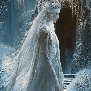 Elven Royals 4, hada reina, compatible con organizador de patrones grande, descarga digital instantánea en PDF, impresiones de gráficos de punto de cruz contado BW CO