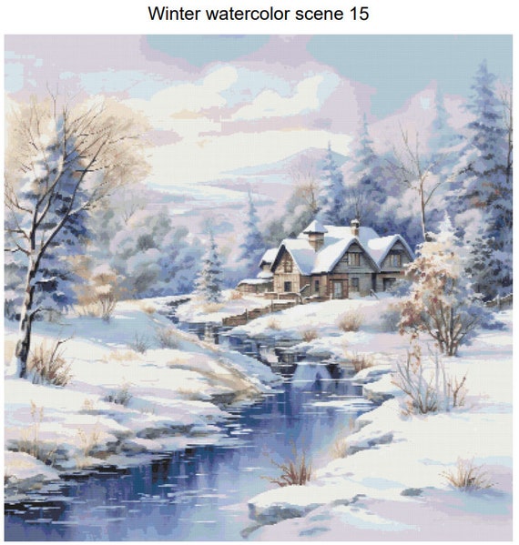 冬の風景 水彩画 D. D. A. 水彩画の冬の風景 15 パターンキーパー互換 PDF インスタントデジタル