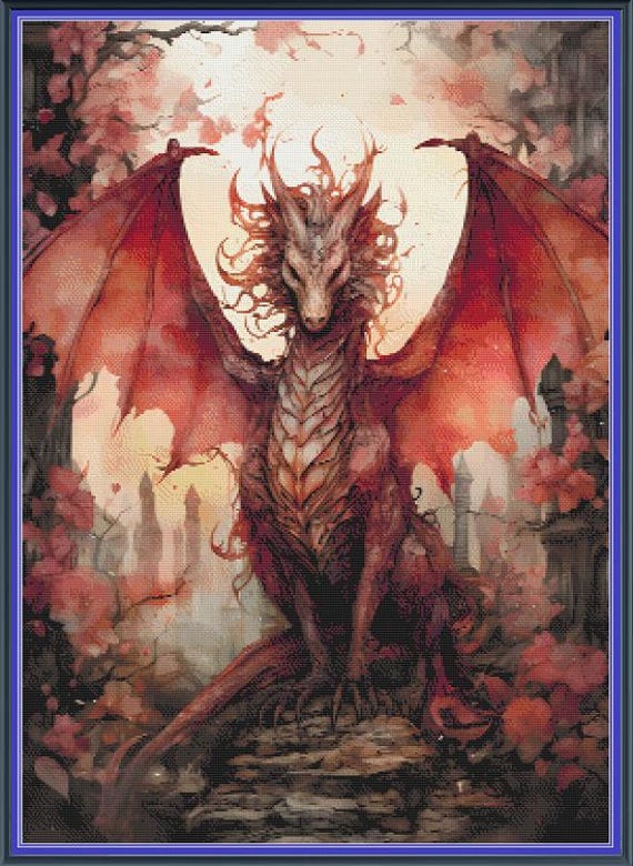 Red Fire Dragon 1a PDF Instant Digital Download Counted Cross