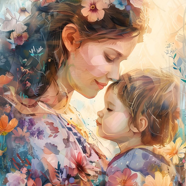 Floral Mother and Child 27 mothers day pattern keeper compatible PDF instant digital download counted cross stitch chart printout