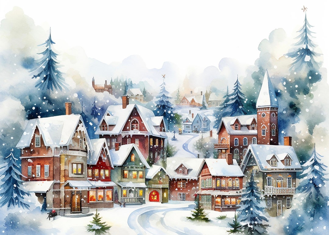 Watercolor Christmas Village Pattern Keeper Compatible PDF Instant ...