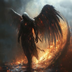 Angel of Vengeance Samael, Large pattern keeper compatible, PDF instant digital download, counted cross stitch BW CO chart printouts