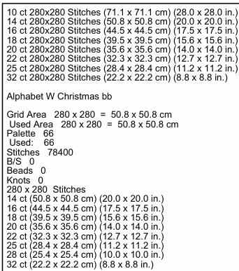 Winter Floral Alphabet Letter W Large Size Counted Cross Stitch Pattern ...