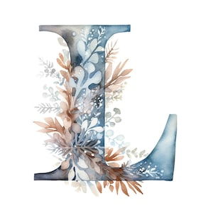 Letra N do alfabeto floral de inverno pequeno, ponto cruz de 5 polegadas, download digital instantâneo em PDF compatível com o Pattern Keeper, impressão colorida