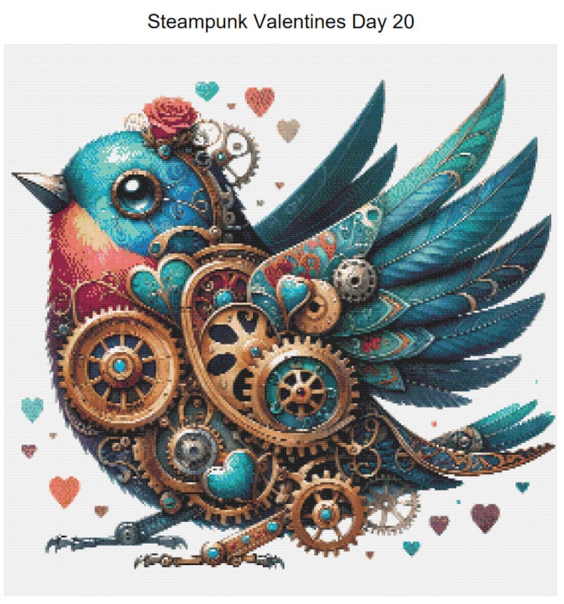 Steampunk Colorful Valentine Bird Pattern Keeper Compatible PDF Instant ...