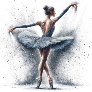Bailarina em aquarela 15 PDF download digital instantâneo padrão de ponto cruz contado compatível com 18ct P&B, impressão de gráfico de cores