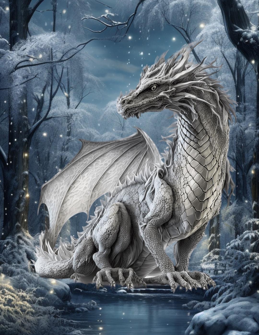 White Forest Dragon Large Midsize Pattern Keeper Compatible PDF