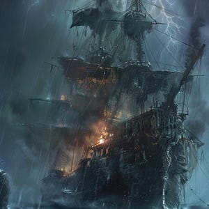 Gespenstisches Piratenschiff 4, Musterhüter kompatibel, PDF sofortiger digitaler Download, gezählter Kreuzstich BW CO-Kartenausdrucke