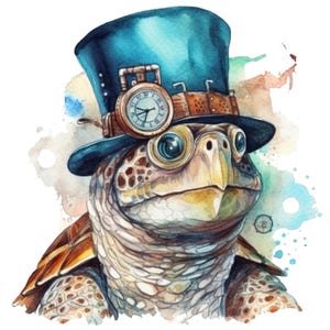 Steampunk sköldpaddaporträtt 1 mönsterhållare kompatibel PDF direkt digital nedladdning räknat korsstygn 14ct, färgkartutskrift