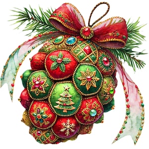 Adornos para árbol de Navidad: 1 piña acolchada, compatible con Pattern Keeper, descarga digital instantánea en PDF, gráfico imprimible de punto de cruz contado en blanco y negro.