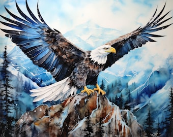 Bald eagle 20 launch, animal spirit totem PDF instant digital download counted cross stitch pattern keeper compatible, color chart printout
