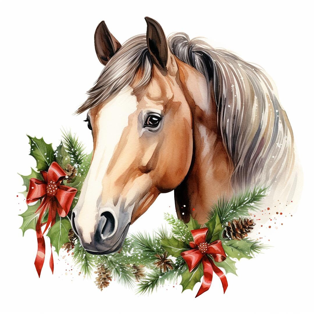 Watercolor Christmas Horse Garland Pattern PDF Instant Digital Download ...