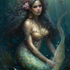 Green gold mermaid, pattern keeper compatible, PDF instant digital download, large counted cross stitch BW CO chart printouts