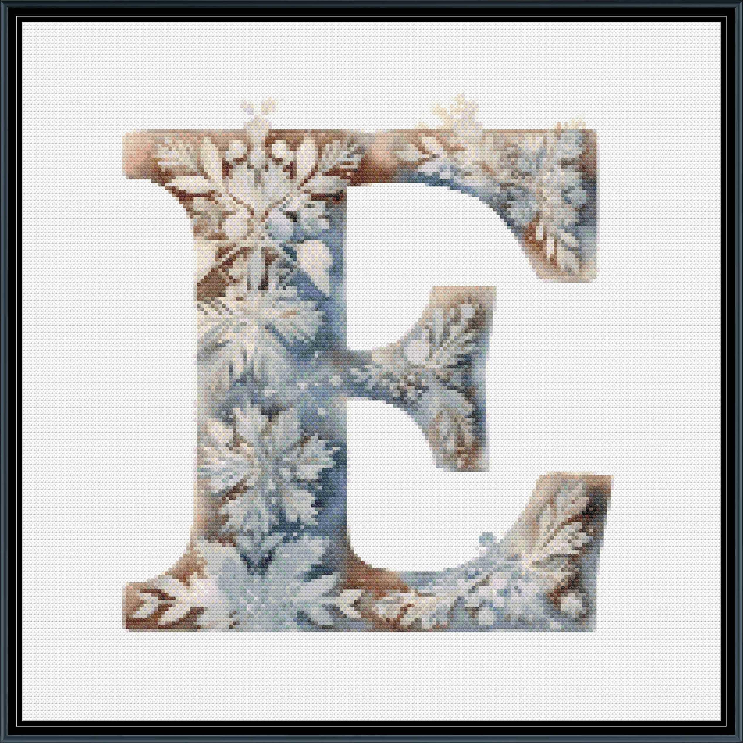 Lettering E Pattern Winter Floral Alphabet Letter E, Pattern Keeper Compatible, PDF Instant ...