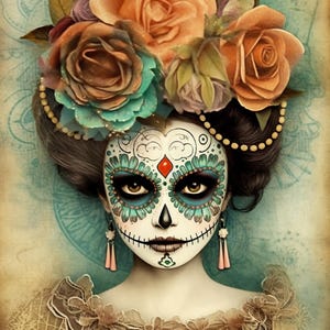 Dia de los muertos 3 compatibele patroonhouder pdf instant digitale download getelde kruissteek zwart-wit kleurenkaart afdruk