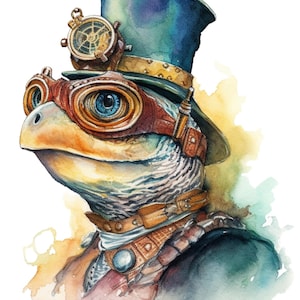Steampunk sköldpaddaporträtt 4 mönsterkompatibel PDF direkt digital nedladdning räknat korsstygn 14ct, färgkartutskrift