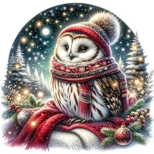 Patrón de búho navideño de 11 noches de invierno, compatible con el patrón de guía, descarga digital instantánea en PDF, gráficos de punto de cruz BW CO para imprimir