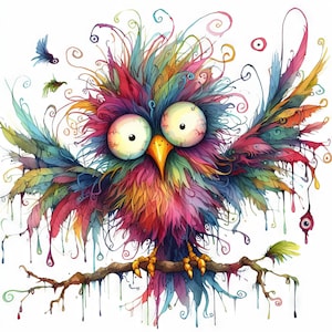 frazzled rainbow bird 5, pattern keeper compatible, PDF digital download, counted cross stitch, BW CO chart printout