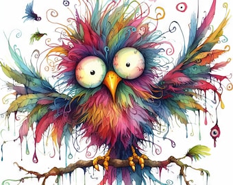 frazzled rainbow bird 5, pattern keeper compatible, PDF digital download, counted cross stitch, BW CO chart printout