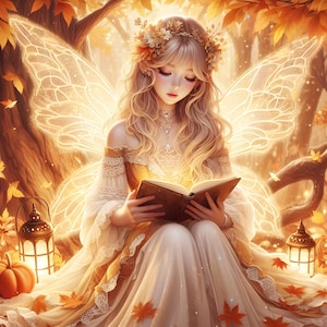 Höstfe 15a, älvfantasi, kompatibel med mönsterhållare, PDF direkt digital nedladdning, utskrift av korsstygnsdiagram