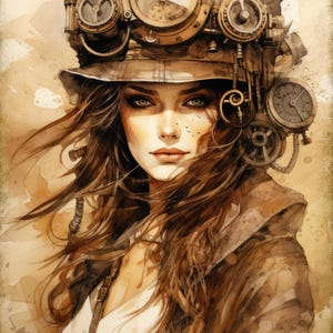 Senhoras Steampunk 2 padrão PDF download digital instantâneo padrão de ponto cruz contado compatível com 18 ct BW, impressão de gráfico de cores