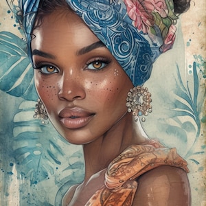 Linda Mulher Negra 9 padrões compatíveis PDF download digital instantâneo ponto cruz contado 18ct impressão colorida BW
