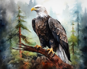Bald eagle 12 perched, animal spirit totem PDF instant digital download counted cross stitch pattern keeper compatible, color chart printout