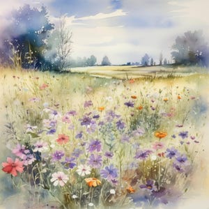 Paisaje de flores silvestres 6, compatible con el administrador de patrones, descarga digital instantánea en PDF, impresiones de gráficos de punto de cruz contado BW CO