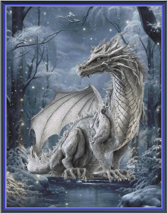 White Forest Dragon Large Midsize Pattern Keeper Compatible PDF