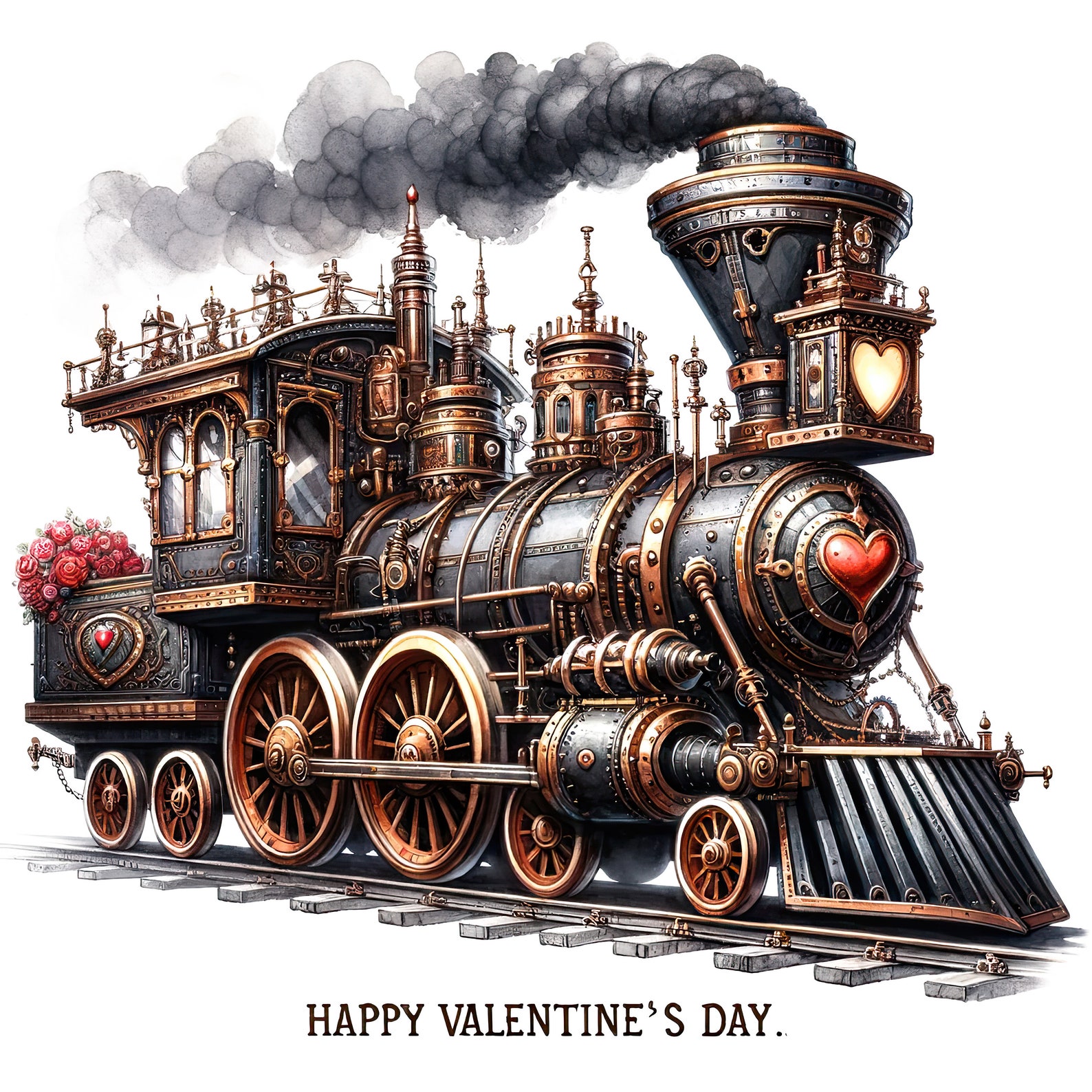 Steampunk Steam Engine Train Valentine Pattern Keeper Compatible PDF ...