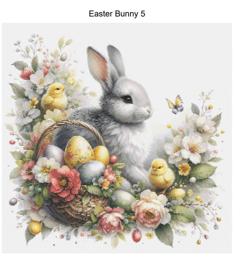 Watercolor Easter Bunny PDF Instant Digital Download Counted Cross ...