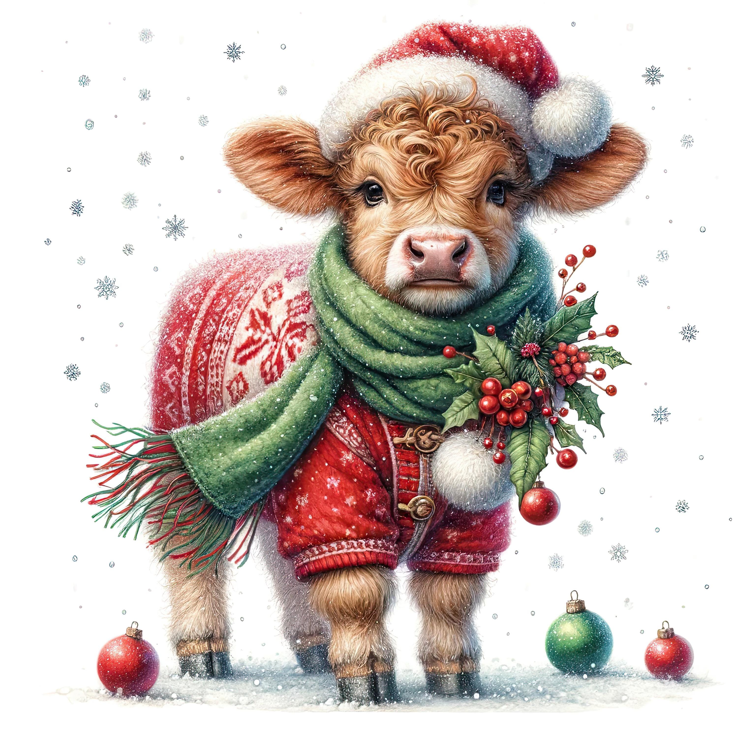 水彩画「クリスマス人形」 水彩クリスマスカーフ3、パターンキーパー対応、PDFインスタント 絵画