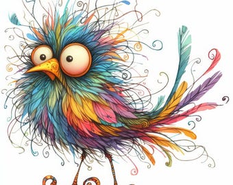 frazzled rainbow bird 8, pattern keeper compatible, PDF digital download, counted cross stitch, BW CO chart printout