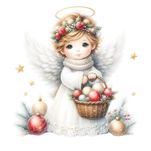 Padrão pequeno Anjo de Natal 4 PDF download digital instantâneo padrão de ponto cruz contado 18ct P&B, impressões coloridas