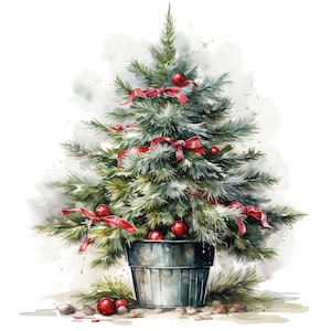 Árbol de Navidad en maceta de acuarela 5 PDF descarga digital instantánea contado patrón de punto de cruz impresión de carta de color compatible