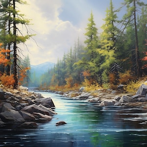 Pintura a óleo cênica 6 padrões de vale de montanha compatível com PDF download digital instantâneo gráfico de cores de ponto cruz contado impressão