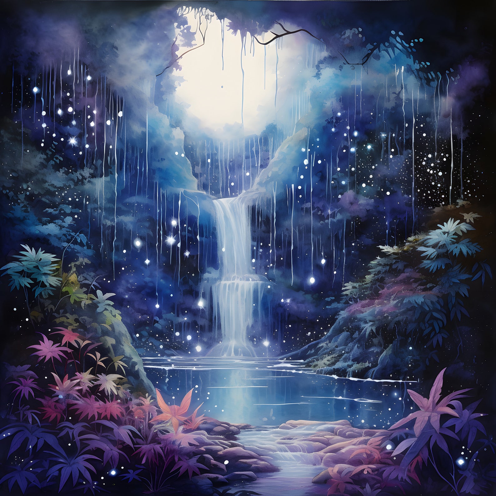 Enchanted Waterfall 8 Filtered Moon Light PDF Instant Digital Download ...
