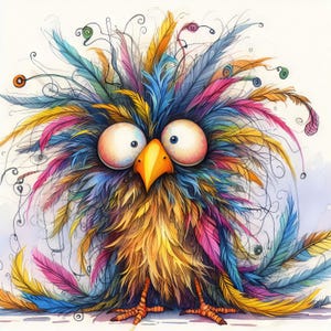 frazzled rainbow bird 3, pattern keeper compatible, PDF digital download, counted cross stitch, BW CO chart printout