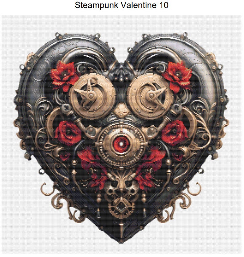 Steampunk Heart Roses Valentine Pattern Keeper Compatible PDF Instant ...