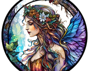 Circle window rainbow fairy, pattern keeper compatible, PDF instant digital download, counted cross stitch BW CO chart printouts, fantasy