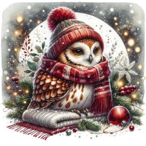 Patrón de búho navideño de 5 noches de invierno, compatible con el guardián, descarga digital instantánea en PDF, gráficos de punto de cruz contado BW CO para imprimir