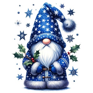 Padrão pequeno 3 raminhos de azevinho de gnomo de Natal azul PDF download digital instantâneo padrão de ponto cruz contado 18ct P&B, impressões coloridas