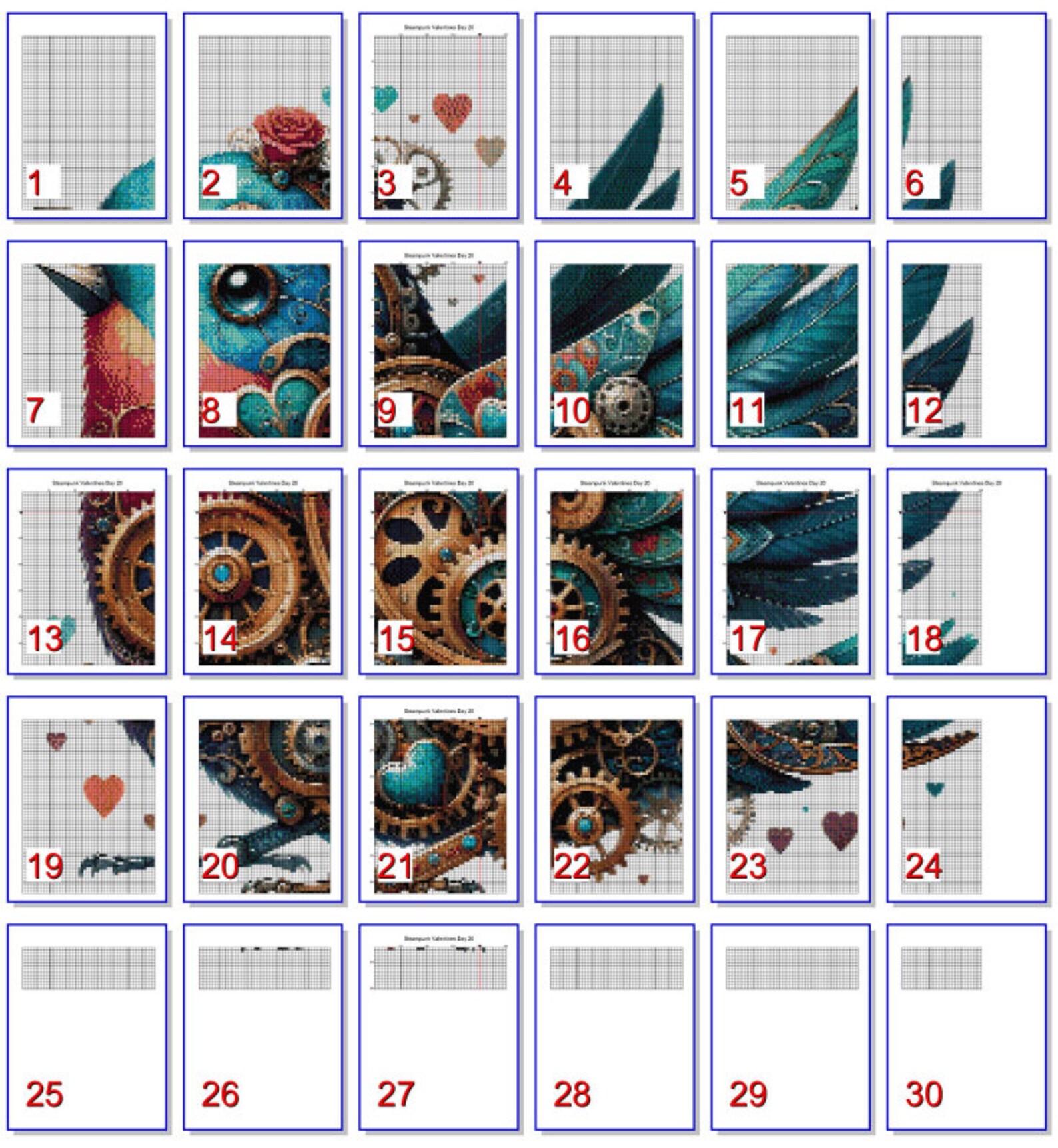 Steampunk Colorful Valentine Bird Pattern Keeper Compatible PDF Instant ...