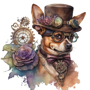 Padrão de retrato de cachorro steampunk compatível com download digital instantâneo em PDF, ponto cruz contado 14ct P&B, impressão de gráfico de cores
