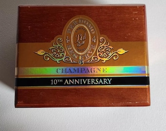Wood Cigar Box Perdomo Reserve 10th Anniversary Crafts Jewelry Keepsake Box Approx. 8.75" X 7" X 3.25"