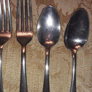 Antique Flatware 2 Silver Plated Tea Spoons and 2 Silver Plated Dinner Forks of similar patterns