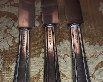 Vintage 3 Piece Set Dinner Knives International 1936 International  Pattern Admiration Silver Plated Flatware
