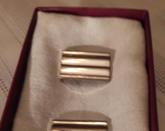 Vintage Silver Tone Rectangle Men's Cuff links